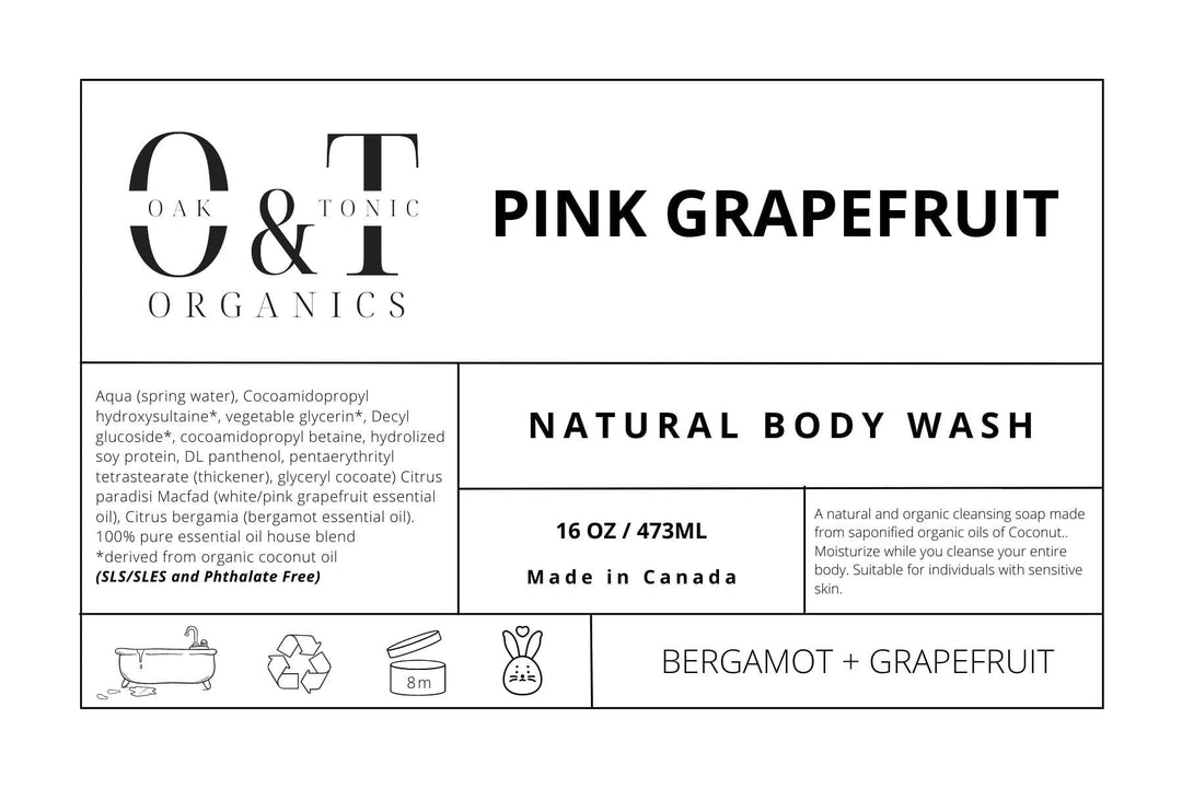 Oak & Tonic Organics Body Wash Pink Grapefruit Oak & Tonic Organics | Pink Grapefruit Body Wash