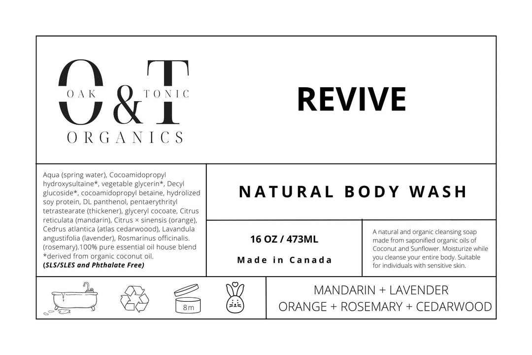 Oak & Tonic Organics Body Wash Revive Oak & Tonic Organics | Revive Body Wash