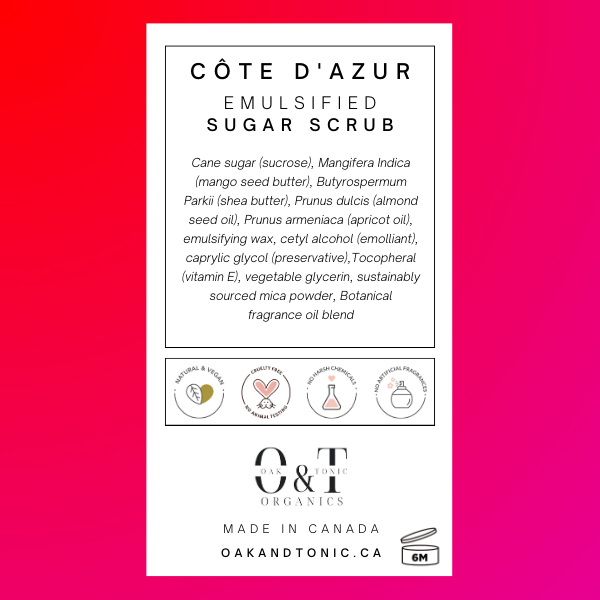 Oak & Tonic Organics | Côte D'Azur Emulsified Sugar Scrub - Oak + Tonic