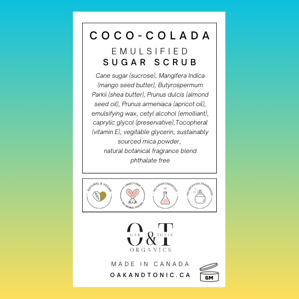 Oak & Tonic Organics | Coco-Colada Emulsified Sugar Scrub - Oak + Tonic