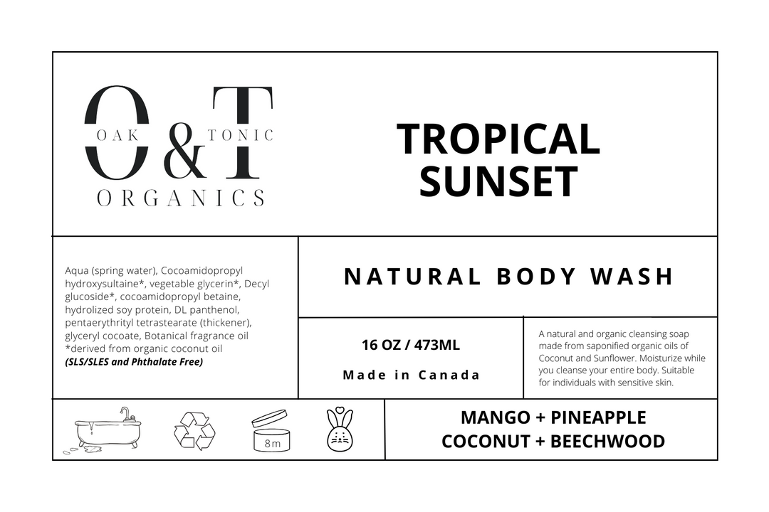 Oak & Tonic Organics | Tropical Sunset Body Wash - Oak + Tonic