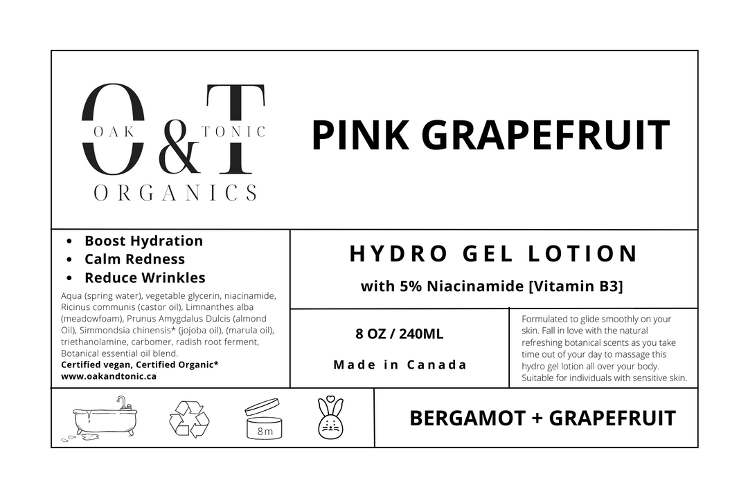 Oak & Tonic Organics | Pink Grapefruit Hydro-Gel Hand & Body Lotion - Oak + Tonic