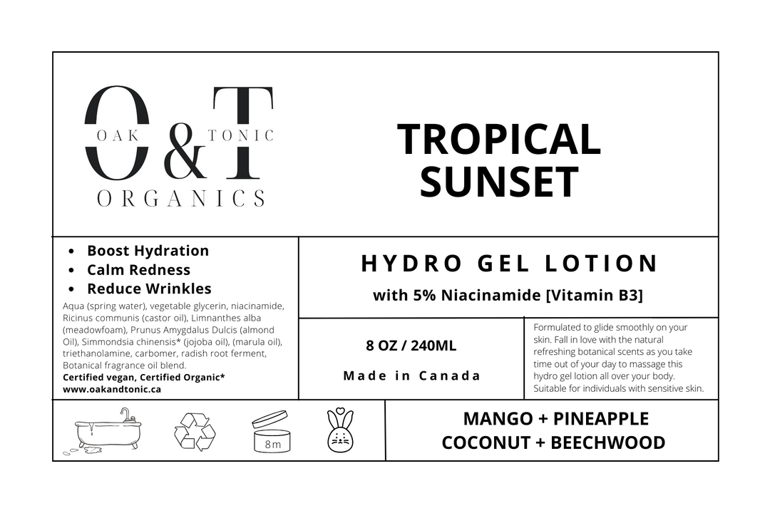 Oak & Tonic Organics | Tropical Sunset Hydro-Gel Hand & Body Lotion - Oak + Tonic