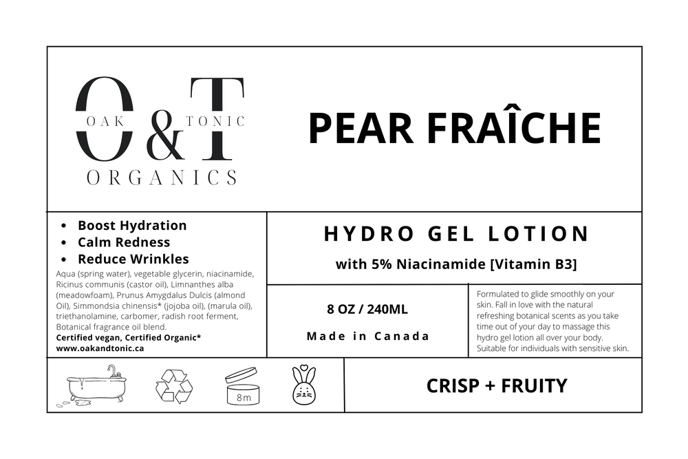 Oak & Tonic Organics | Pear FraÎche Hydro-Gel Hand & Body Lotion - Oak + Tonic
