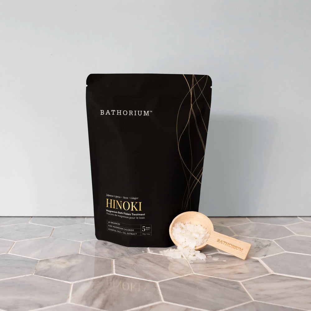 Hinoki Magnesium Bath Flakes — current packaging, detail view