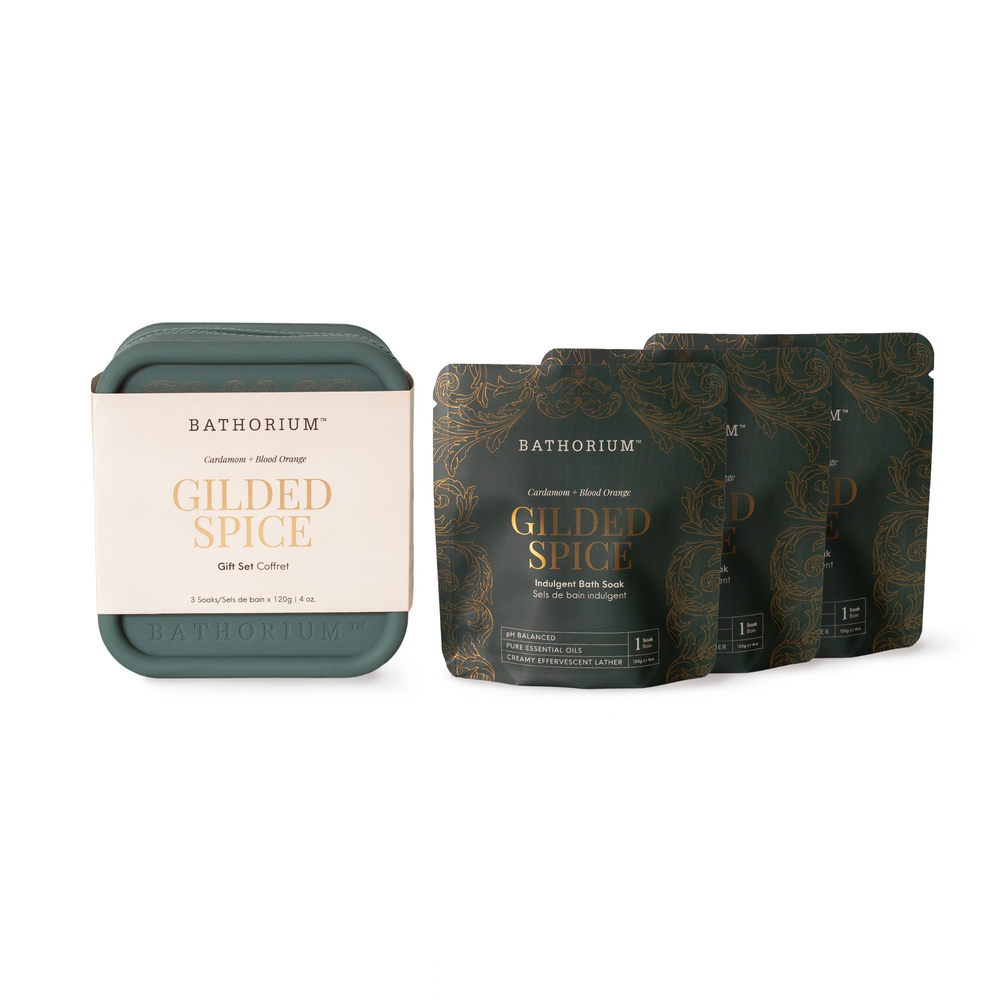 Bathorium Gilded Spice Bath Soak Gift Set with travel case