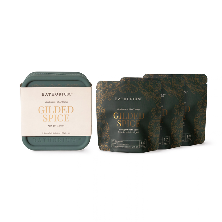 Bathorium Gilded Spice Bath Soak Gift Set with travel case