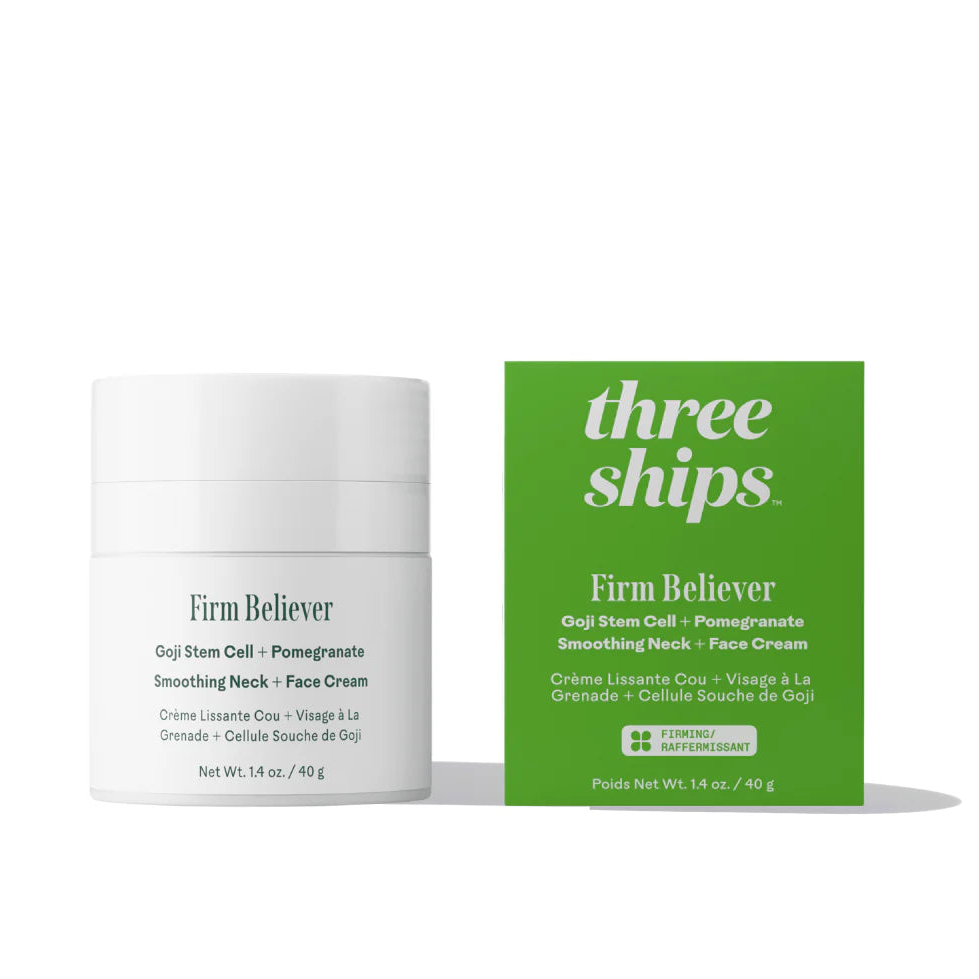 Firm Believer skincare cream with packaging on a white background