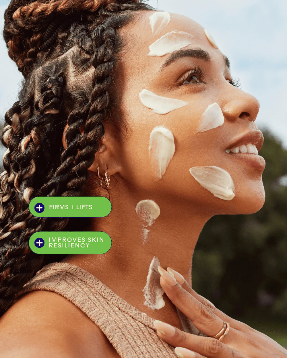 Three Ships | Firm Believer™ Pomegranate + Goji Stem Cell Exosome Neck + Face Cream - Oak + Tonic