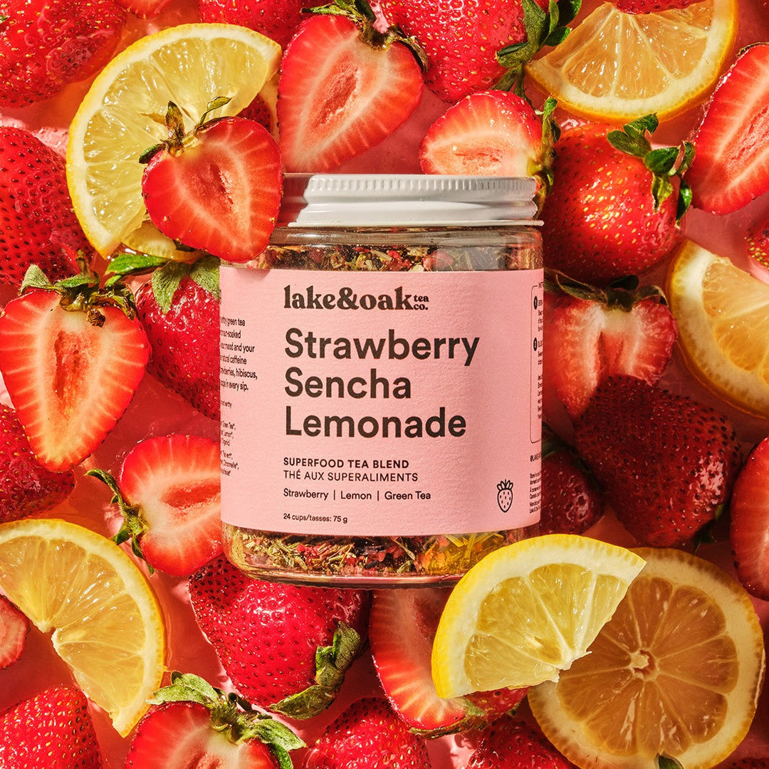 Lake & Oak Strawberry Sencha Lemonade glass tea jar