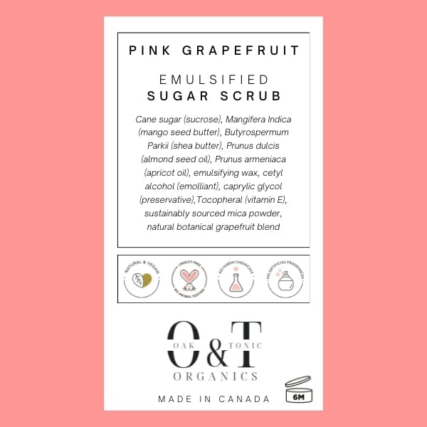 Oak & Tonic Organics Sugar Scrub Pink Grapefruit Oak & Tonic Organics | Pink Grapefruit Emulsified Sugar Scrub