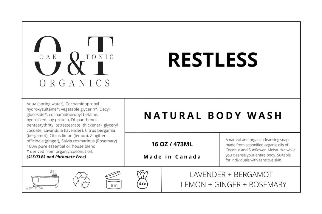 Oak & Tonic Organics Body Wash Restless Oak & Tonic Organics | Restless Body Wash