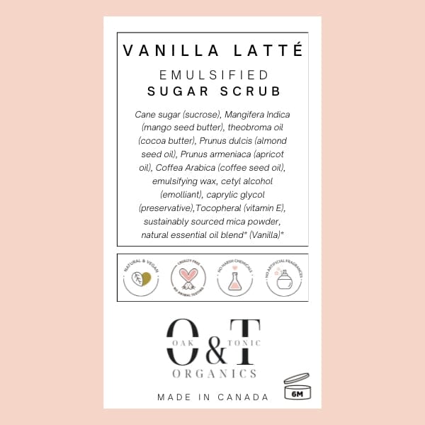 Oak & Tonic Organics Sugar Scrub Vanilla Latte Oak & Tonic Organics | Vanilla Latte Emulsified Sugar Scrub