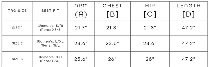 Nova robe size chart